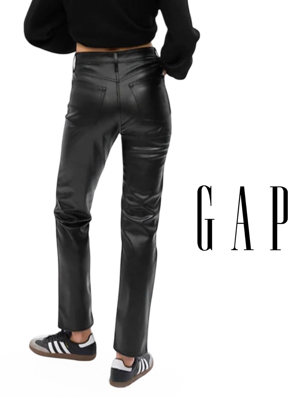 NWT✨GAP Women’s Vegan Leather Black Cheeky Straight Pants